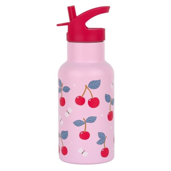 botella acero cerezas