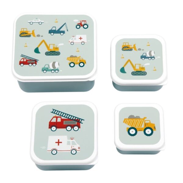 set 4 cajas snack vehiculos